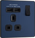 BG Evolve PCDDB21U2B 13A Single Switched Power Socket + 2xUSB(2.1A) - Matt Blue (Black) - westbasedirect.com