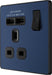 BG Evolve PCDDB21U2B 13A Single Switched Power Socket + 2xUSB(2.1A) - Matt Blue (Black) - westbasedirect.com