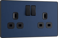 BG Evolve PCDDB22B 13A Double Switched Power Socket - Matt Blue (Black)