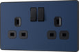 BG Evolve PCDDB22B 13A Double Switched Power Socket - Matt Blue (Black) - westbasedirect.com