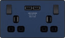 BG Evolve PCDDB22U3B 13A Double Switched Power Socket + 2xUSB(3.1A) - Matt Blue (Black) - westbasedirect.com