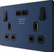 BG Evolve PCDDB22U3B 13A Double Switched Power Socket + 2xUSB(3.1A) - Matt Blue (Black) - westbasedirect.com
