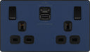 BG Evolve PCDDB22UAC22B 13A Double Switched Power Socket + USB A+C (22W) - Matt Blue (Black) - westbasedirect.com