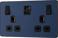 BG Evolve PCDDB22UAC22B 13A Double Switched Power Socket + USB A+C (22W) - Matt Blue (Black) - westbasedirect.com