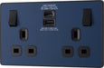 BG Evolve PCDDB22UAC30B 13A Double Switched Power Socket + USB C 30W + USB A(3.1A) - Matt Blue (Black) - westbasedirect.com