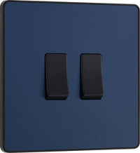 BG Evolve PCDDB42B 20A 16AX 2 Way Double Light Switch - Matt Blue (Black)