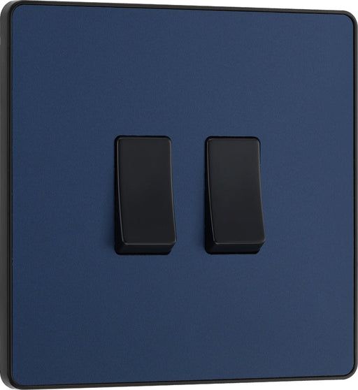 BG Evolve PCDDB42B 20A 16AX 2 Way Double Light Switch - Matt Blue (Black) - westbasedirect.com