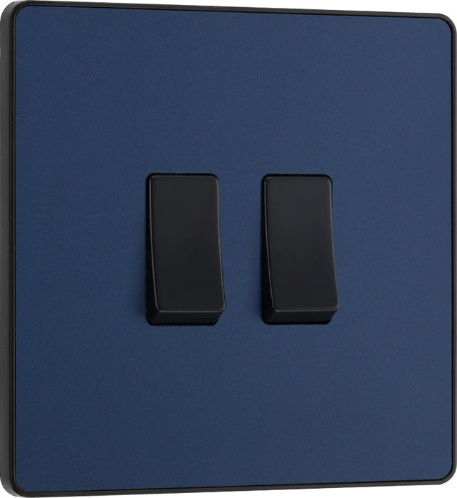 BG Evolve PCDDB42B 20A 16AX 2 Way Double Light Switch - Matt Blue (Black) - westbasedirect.com