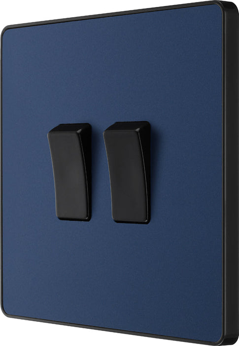 BG Evolve PCDDB42B 20A 16AX 2 Way Double Light Switch - Matt Blue (Black) - westbasedirect.com