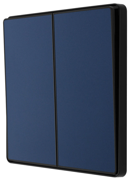BG Evolve PCDDB42EB 20A 16AX 2 Way Double Light Switch, Edge to Edge Rocker - Matt Blue (Black) - westbasedirect.com