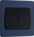 BG Evolve PCDDB42WB 20A 16AX 2 Way Double Light Switch, Wide Rocker - Matt Blue (Black) - westbasedirect.com