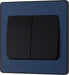 BG Evolve PCDDB42WB 20A 16AX 2 Way Double Light Switch, Wide Rocker - Matt Blue (Black) - westbasedirect.com