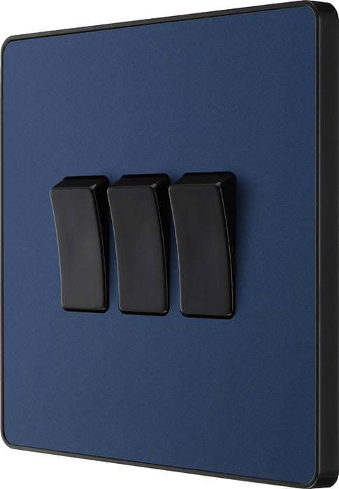 BG Evolve PCDDB43B 20A 16AX 2 Way Triple Light Switch - Matt Blue (Black) - westbasedirect.com