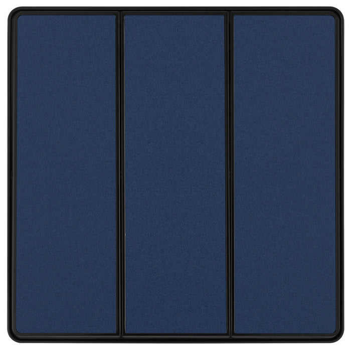 BG Evolve PCDDB43EB 20A 16AX 2 Way Triple Light Switch, Edge to Edge Rocker - Matt Blue (Black) - westbasedirect.com