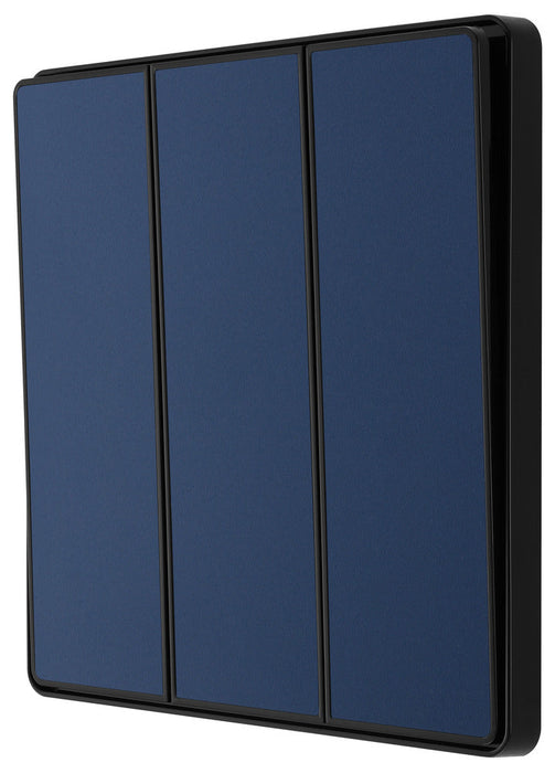 BG Evolve PCDDB43EB 20A 16AX 2 Way Triple Light Switch, Edge to Edge Rocker - Matt Blue (Black) - westbasedirect.com