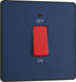 BG Evolve PCDDB74B 45A Double Pole Square Switch with LED Power Indicator - Matt Blue (Black) - westbasedirect.com