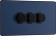 BG Evolve PCDDB83B 2-Way Trailing Edge LED 200W Triple Dimmer Switch Push On/Off - Matt Blue (Black) - westbasedirect.com