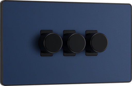 BG Evolve PCDDB83B 2-Way Trailing Edge LED 200W Triple Dimmer Switch Push On/Off - Matt Blue (Black) - westbasedirect.com