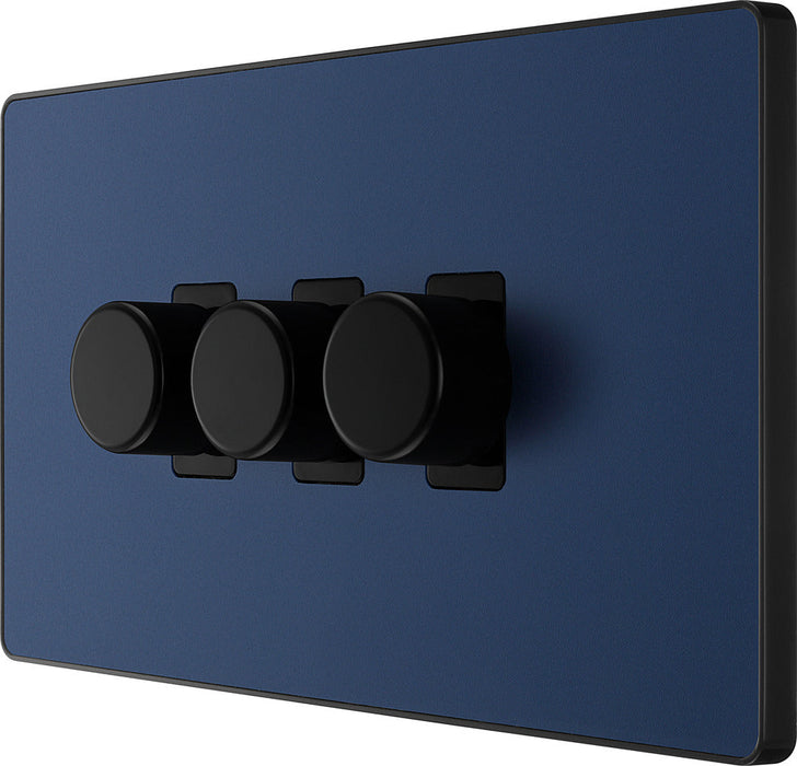 BG Evolve PCDDB83B 2-Way Trailing Edge LED 200W Triple Dimmer Switch Push On/Off - Matt Blue (Black) - westbasedirect.com