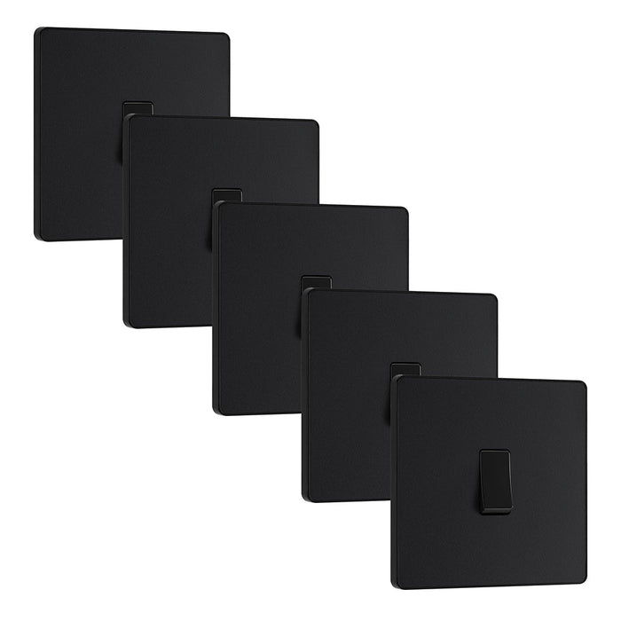 BG Evolve PCDMB12Bx5 20A 16AX 2 Way Single Light Switch - Matt Black (Black) (5 Pack)
