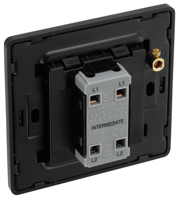 BG Evolve PCDMB13EB 20A 16AX 2 Way Single Intermediate Light Switch, Edge to Edge Rocker - Matt Black (Black)