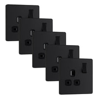 BG Evolve PCDMB21Bx5 13A Single Switched Power Socket - Matt Black (Black) (5 Pack)