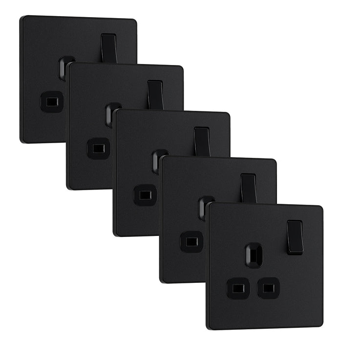BG Evolve PCDMB21Bx5 13A Single Switched Power Socket - Matt Black (Black) (5 Pack)