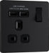 BG Evolve PCDMB21U2B 13A Single Switched Power Socket + 2xUSB(2.1A) - Matt Black (Black) - westbasedirect.com