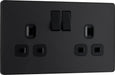 BG Evolve PCDMB22B 13A Double Switched Power Socket - Matt Black (Black) - westbasedirect.com