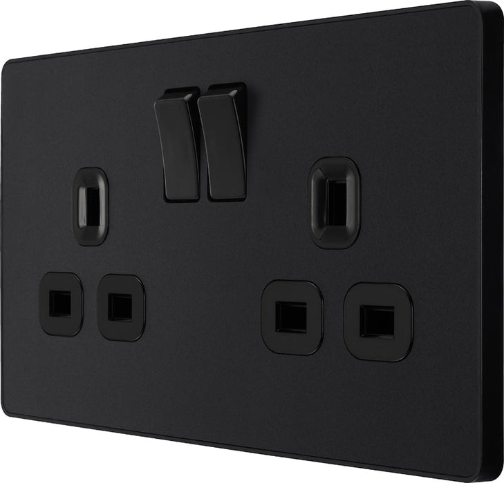 BG Evolve PCDMB22B 13A Double Switched Power Socket - Matt Black (Black) - westbasedirect.com