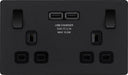 BG Evolve PCDMB22U3B 13A Double Switched Power Socket + 2xUSB(3.1A) - Matt Black (Black) - westbasedirect.com