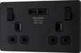 BG Evolve PCDMB22U3B 13A Double Switched Power Socket + 2xUSB(3.1A) - Matt Black (Black) - westbasedirect.com