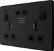 BG Evolve PCDMB22U3B 13A Double Switched Power Socket + 2xUSB(3.1A) - Matt Black (Black) (5 Pack) - westbasedirect.com