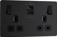 BG Evolve PCDMB22UAC45B 13A Double Switched Power Socket + USB A+C (45W) - Matt Black (Black) - westbasedirect.com