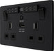 BG Evolve PCDMB22UWRB 13A Double Switched Power Socket + WiFi Extender + 1xUSB(2.1A) - Matt Black (Black) - westbasedirect.com