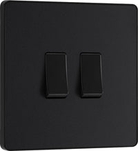 BG Evolve PCDMB42B 20A 16AX 2 Way Double Light Switch - Matt Black (Black)