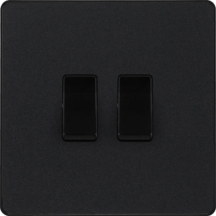 BG Evolve PCDMB42B 20A 16AX 2 Way Double Light Switch - Matt Black (Black) (5 Pack) - westbasedirect.com