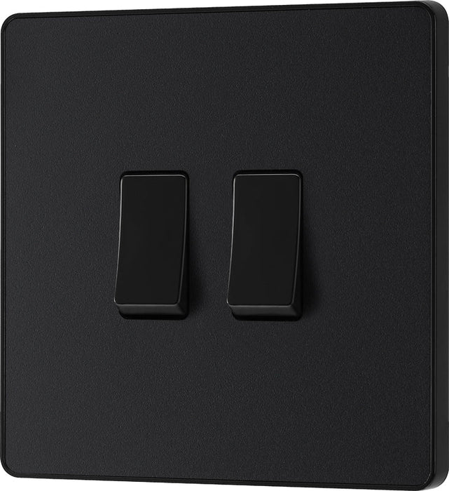 BG Evolve PCDMB42B 20A 16AX 2 Way Double Light Switch - Matt Black (Black) - westbasedirect.com