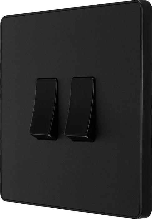 BG Evolve PCDMB42B 20A 16AX 2 Way Double Light Switch - Matt Black (Black) - westbasedirect.com