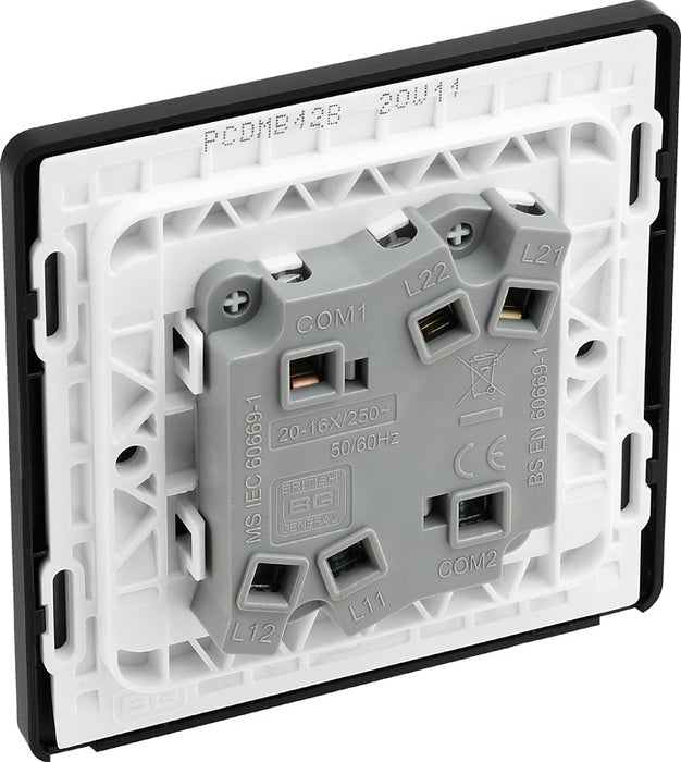 BG Evolve PCDMB42B 20A 16AX 2 Way Double Light Switch - Matt Black (Black) (5 Pack) - westbasedirect.com