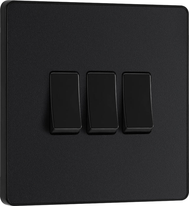 BG Evolve PCDMB43B 20A 16AX 2 Way Triple Light Switch - Matt Black (Black) - westbasedirect.com