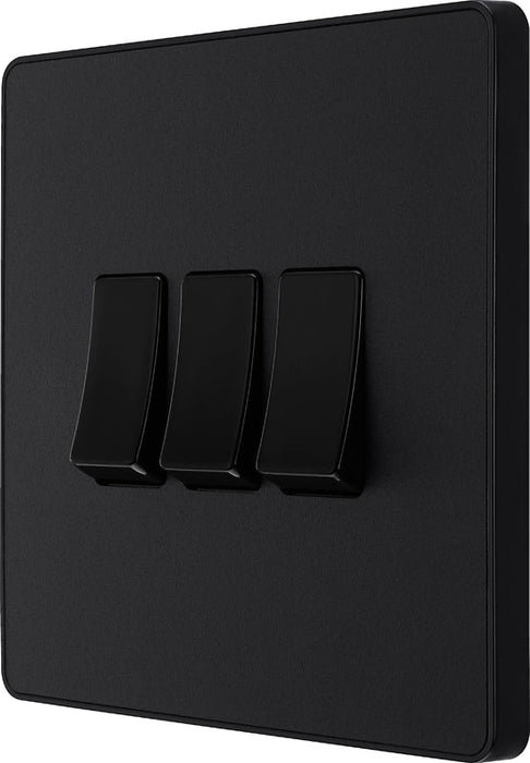 BG Evolve PCDMB43B 20A 16AX 2 Way Triple Light Switch - Matt Black (Black) - westbasedirect.com