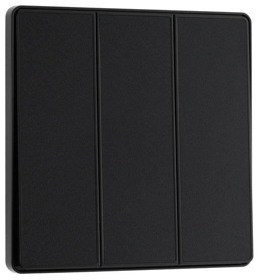 BG Evolve PCDMB43EB 20A 16AX 2 Way Triple Light Switch, Edge to Edge Rocker - Matt Black (Black) - westbasedirect.com
