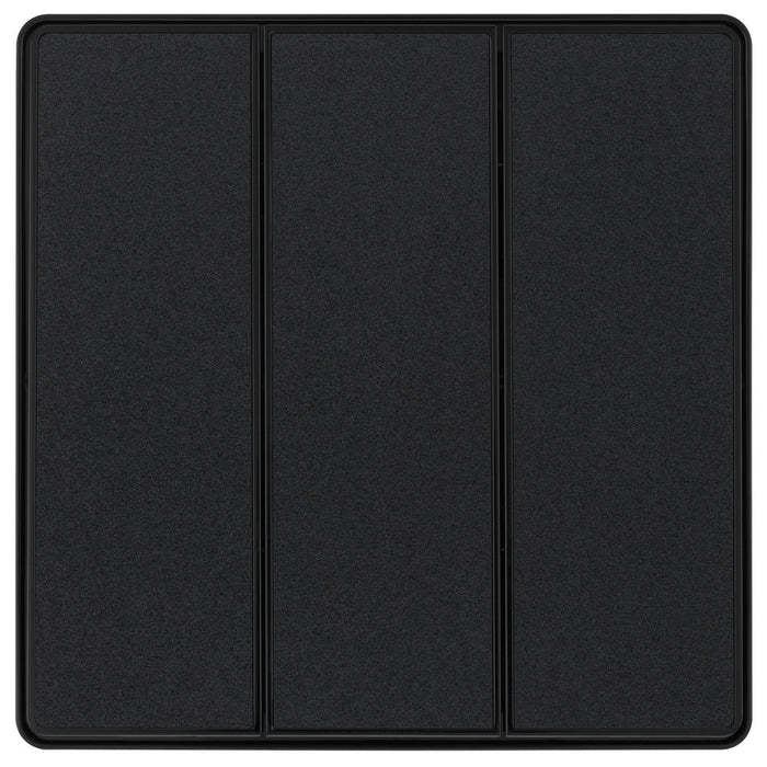 BG Evolve PCDMB43EB 20A 16AX 2 Way Triple Light Switch, Edge to Edge Rocker - Matt Black (Black) - westbasedirect.com