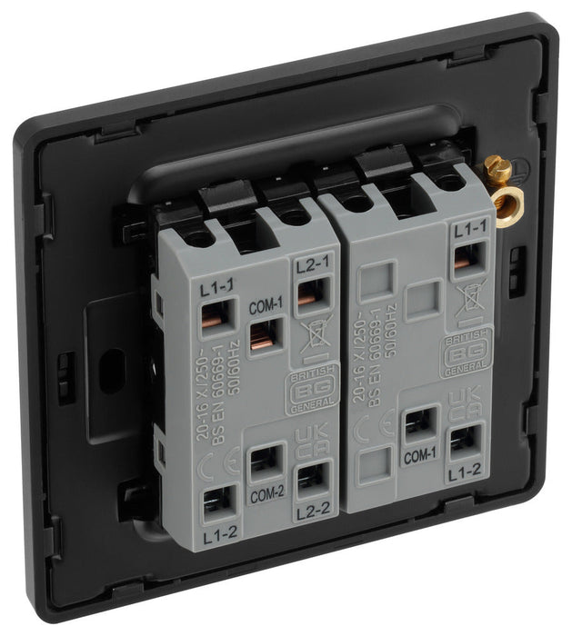 BG Evolve PCDMB43EB 20A 16AX 2 Way Triple Light Switch, Edge to Edge Rocker - Matt Black (Black) - westbasedirect.com