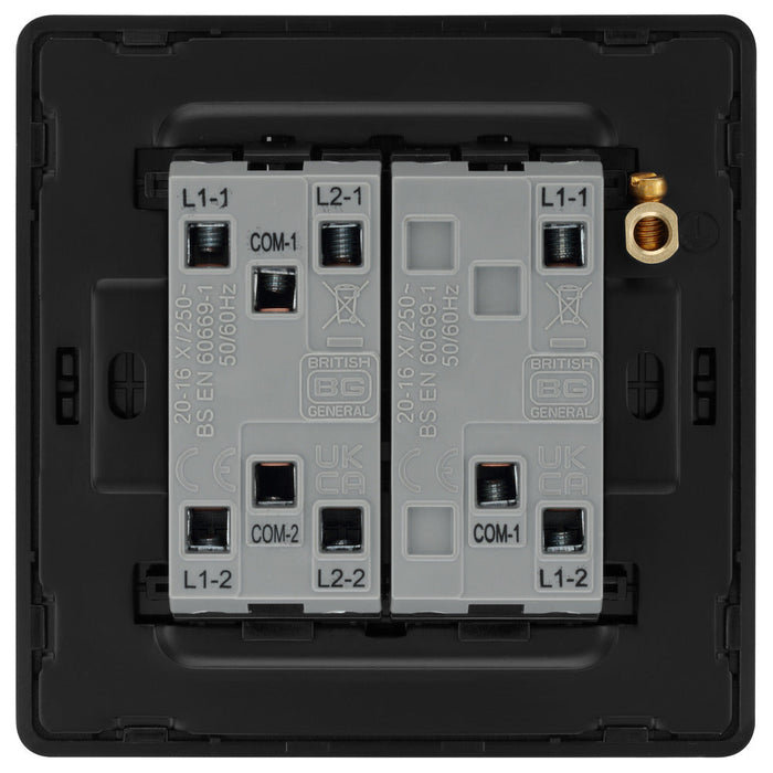 BG Evolve PCDMB43EB 20A 16AX 2 Way Triple Light Switch, Edge to Edge Rocker - Matt Black (Black) - westbasedirect.com