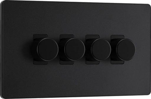 BG Evolve PCDMB84B 2-Way Trailing Edge LED 200W Quadruple Dimmer Switch Push On/Off - Matt Black (Black) - westbasedirect.com