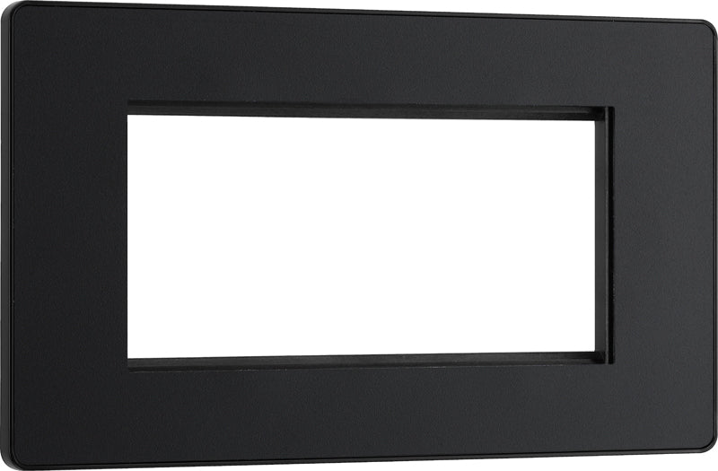 BG Evolve PCDMBEMR4B Quadruple Rectangular Front Plate (100 x 50) - Matt Black (Black) - westbasedirect.com