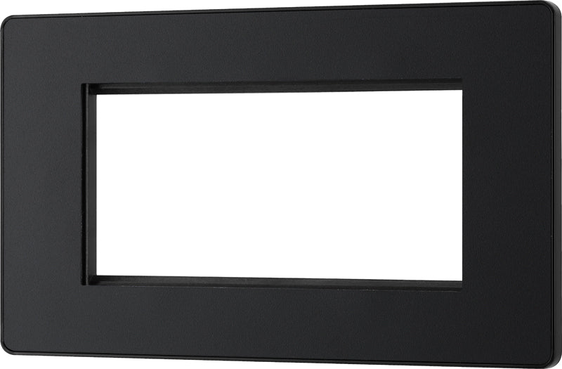 BG Evolve PCDMBEMR4B Quadruple Rectangular Front Plate (100 x 50) - Matt Black (Black) - westbasedirect.com