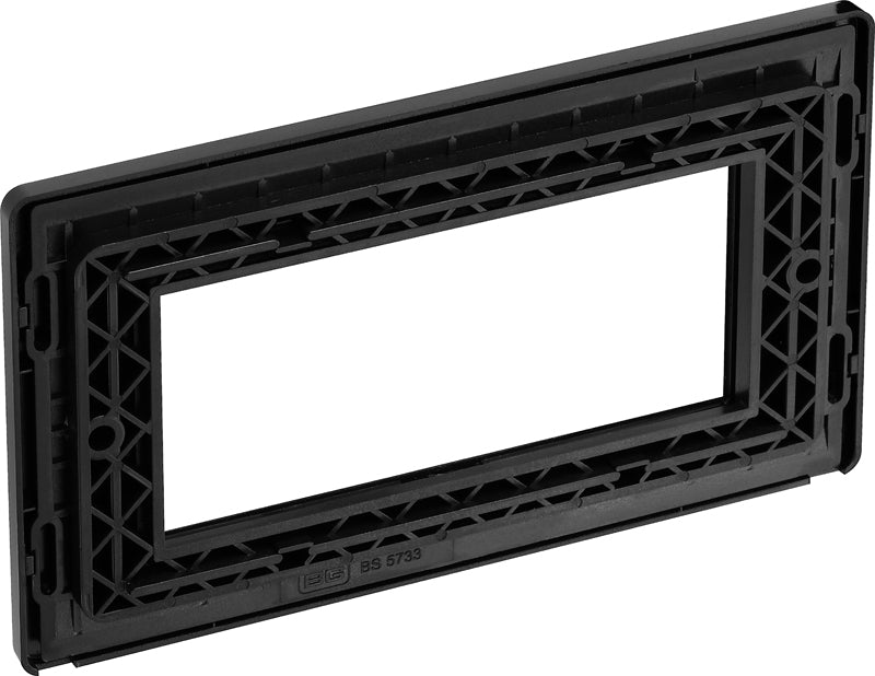 BG Evolve PCDMBEMR4B Quadruple Rectangular Front Plate (100 x 50) - Matt Black (Black) - westbasedirect.com